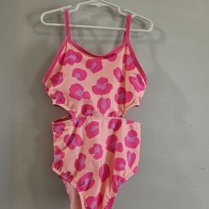 Cat & Jack Pink Leopard Kids Swim One Piece